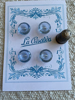 Cartón con 4 botones de vidrio años 40, color azul