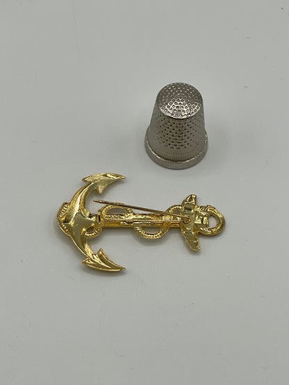 Broche vintage ancla dorada tamaño medio