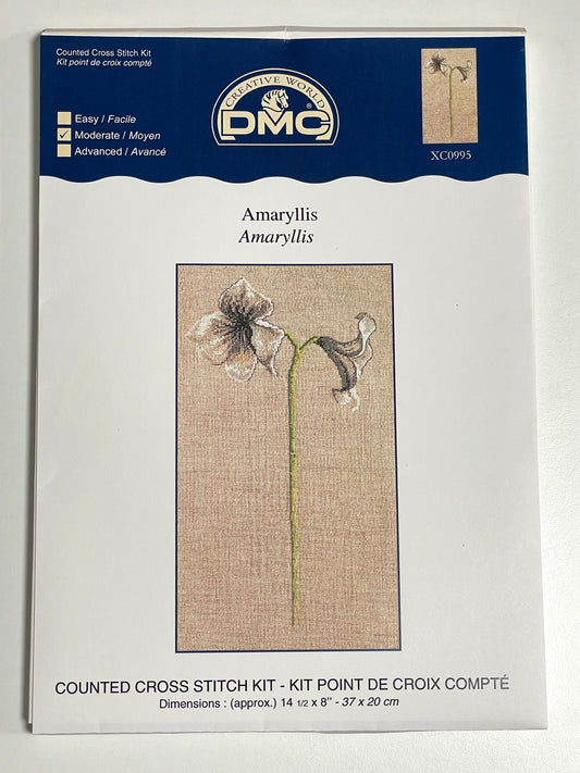 Kit de punto de cruz DMC 37x20cm - Amaryllis- hilos incluidos