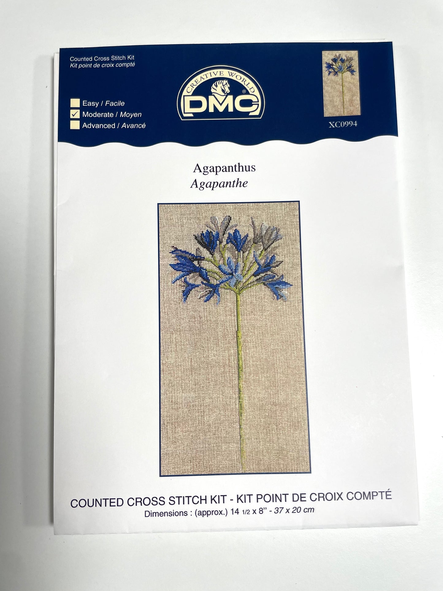 Kit de punto de cruz DMC 37x20cm - Agapanthus  hilos incluidos
