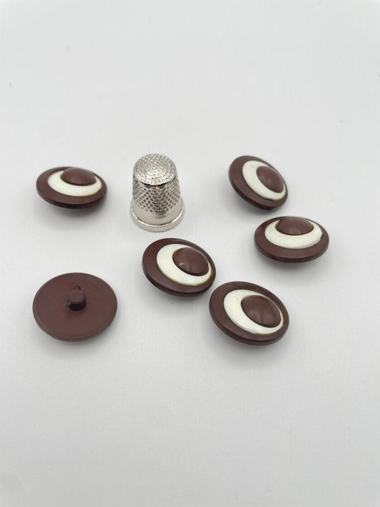 Pack 6 botones vintage de pasta color chocolate y blanco