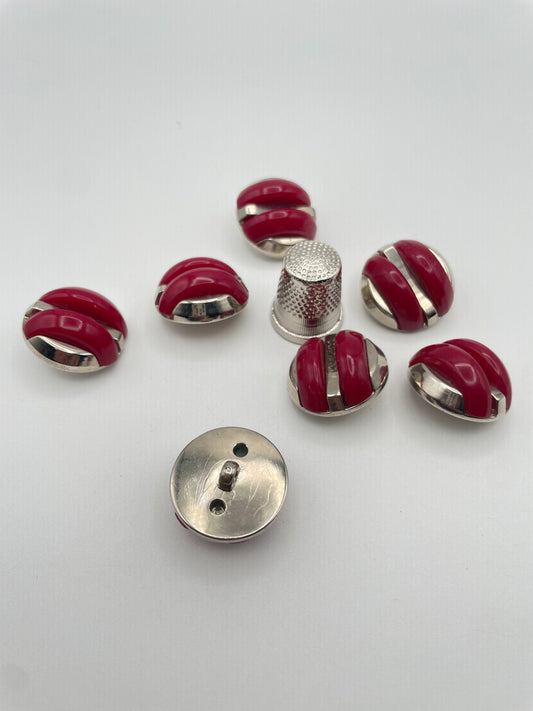 Pack 7 botones vintage de metal color granate