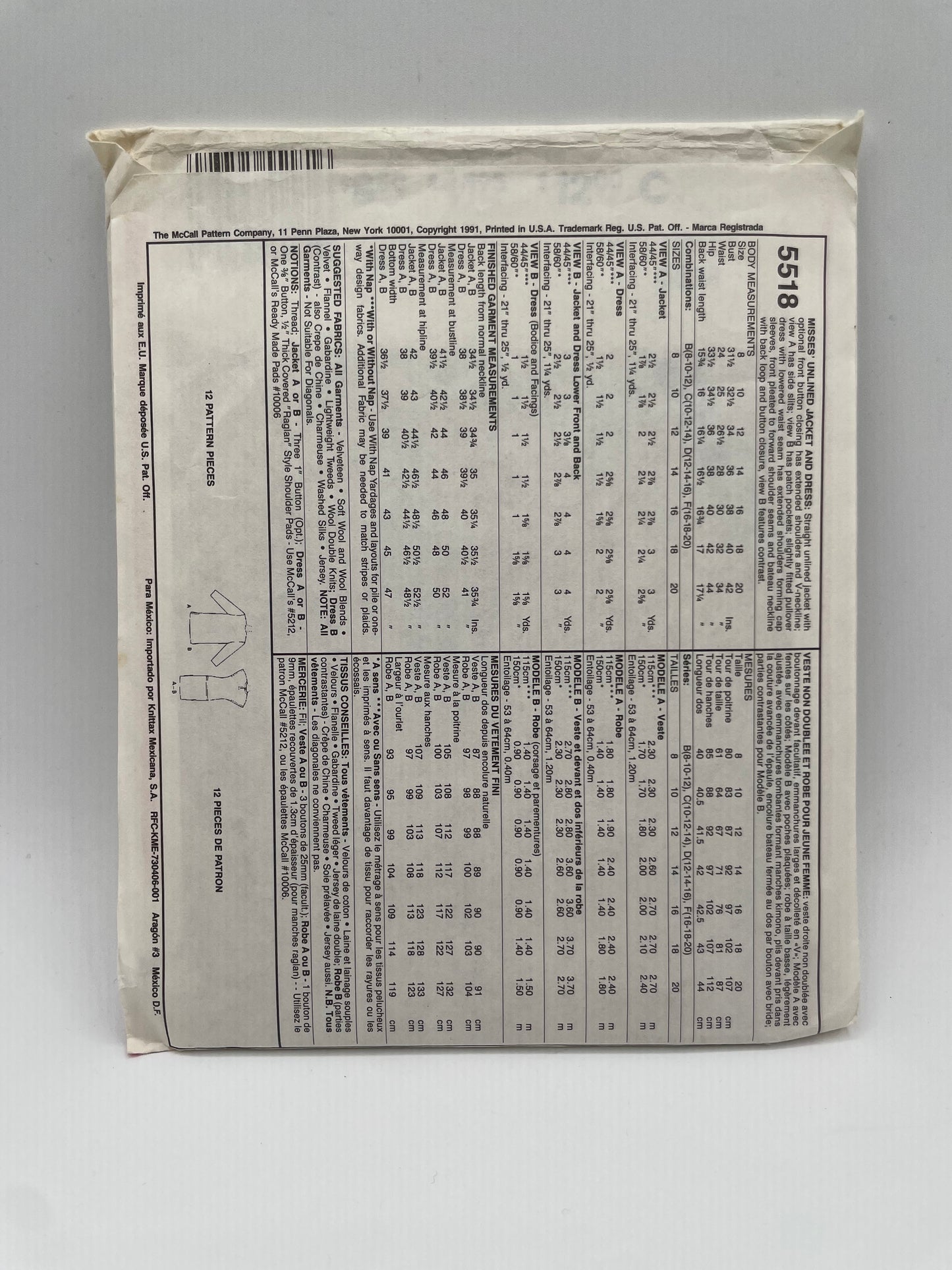 Patrón vintage original americano de vestido