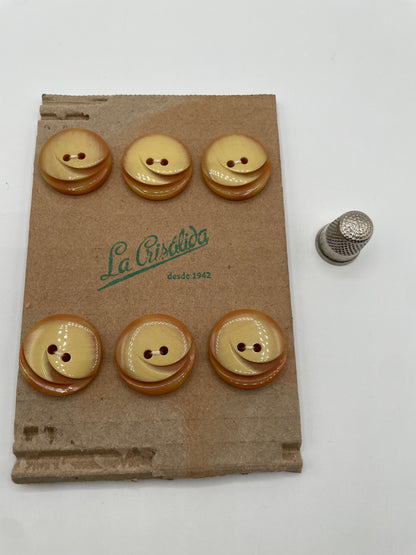 Cartón con 6 botones vintage de pasta en tonos vainilla. Edición especial 84 aniversario La Crisálida