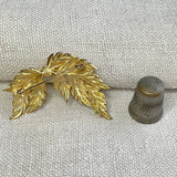 Broche vintage de metal dorado con forma de hojas