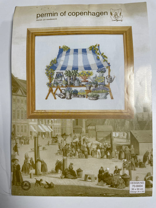 Kit de punto de cruz Danish art Needlework- 35x30cm - puesto de mercado en Copenhagen- hilos incluidos