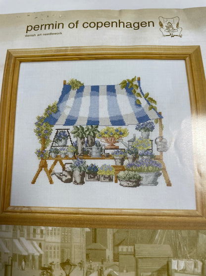 Kit de punto de cruz Danish art Needlework- 35x30cm - puesto de mercado en Copenhagen- hilos incluidos