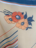 Pañuelo vintage colores azul y beige estampado floral