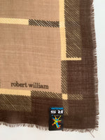 Pañuelo vintage años 70 color beige y marrón ROBERT WILLIAM