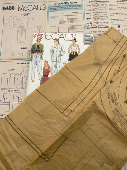 Patrón vintage original americano de falda, chaqueta, pantalón y camiseta