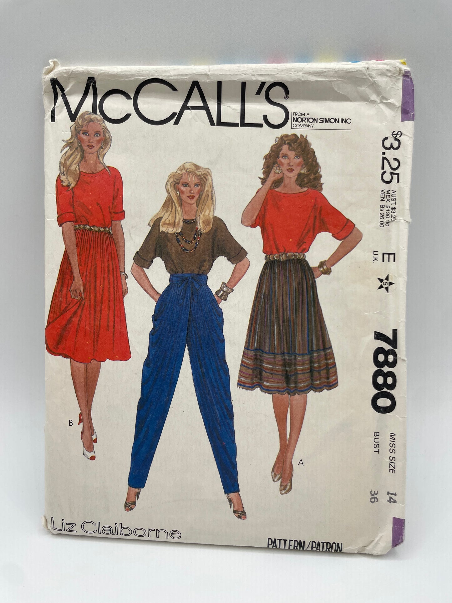 Patrón vintage original americano de pantalón, falda y blusa