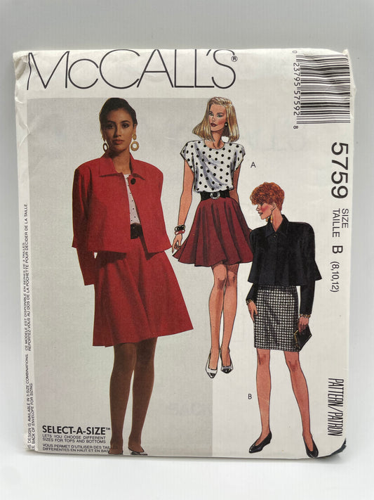 Patrón vintage original americano de traje chaqueta y blusa