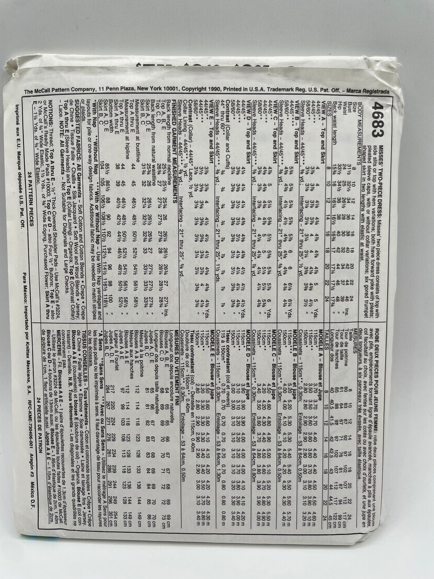 Patrón vintage original americano de vestido