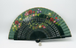 Abanico de madera calado pintado a mano color verde