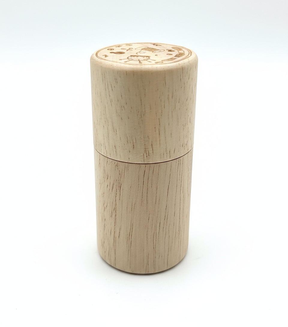 Acerico de madera natural con tapa