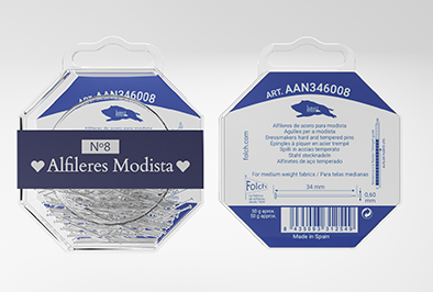 Alfileres de acero para modista 34x0.60mm Nº 8 Jabalí FOLCH
