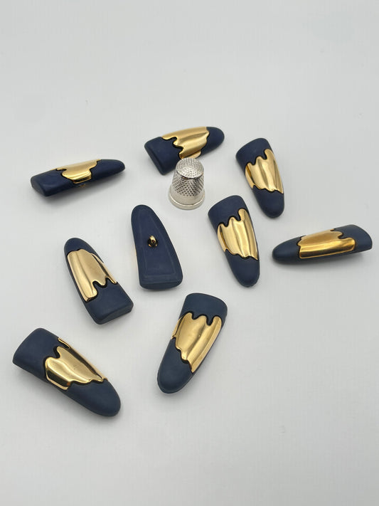 Pack 10 botones vintage de pasta color oro y marino