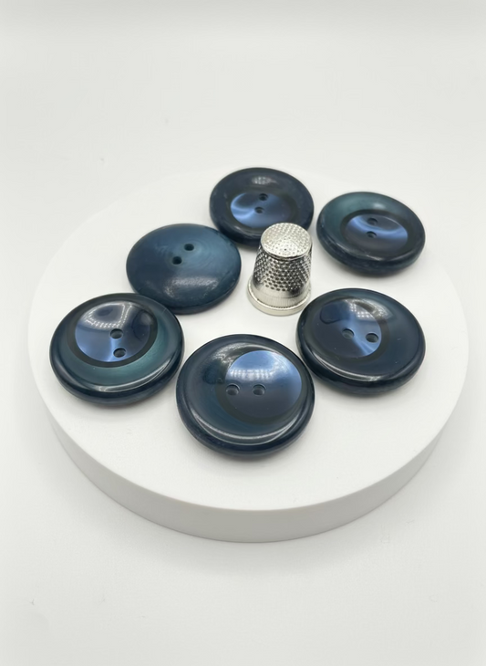 Pack 6 botones vintage color azul