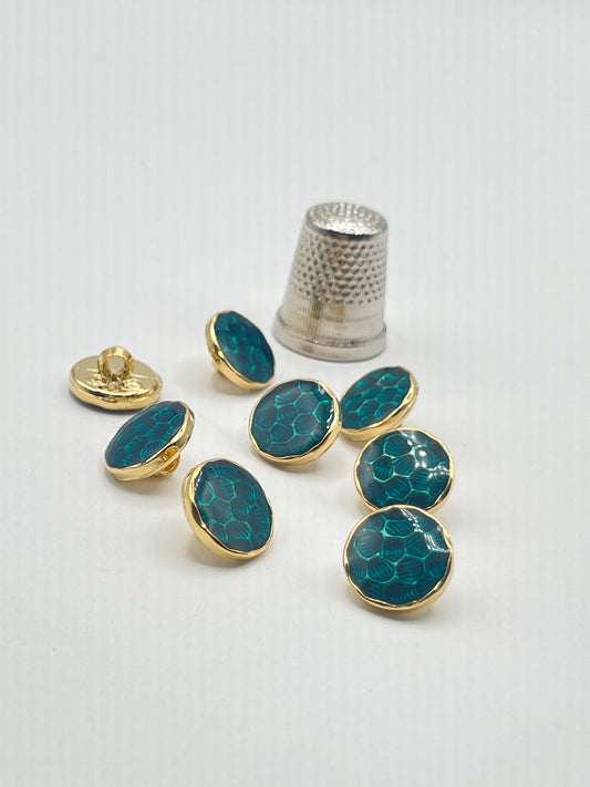 Pack 8 botones vintage color azul y dorado