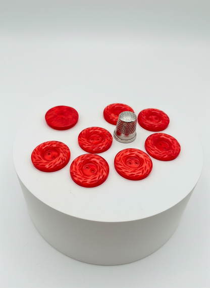 Pack 8 botones vintage de pasta, color rojo brillante