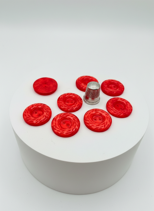 Pack 8 botones vintage de pasta, color rojo brillante