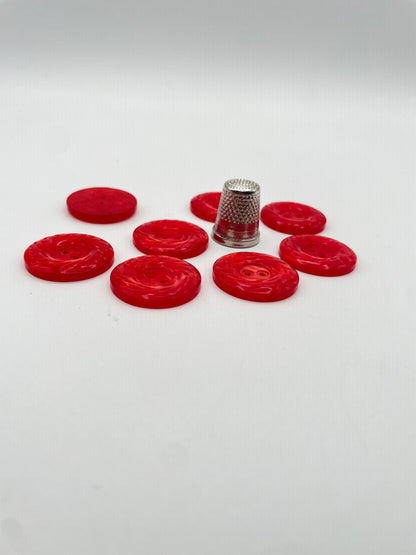 Pack 8 botones vintage de pasta, color rojo brillante