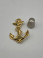 Broche vintage con forma de ancla dorada