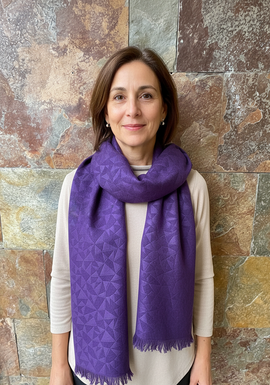 Bufanda vintage con fleco en color morado 30 x 140 cm TEXSCOTT