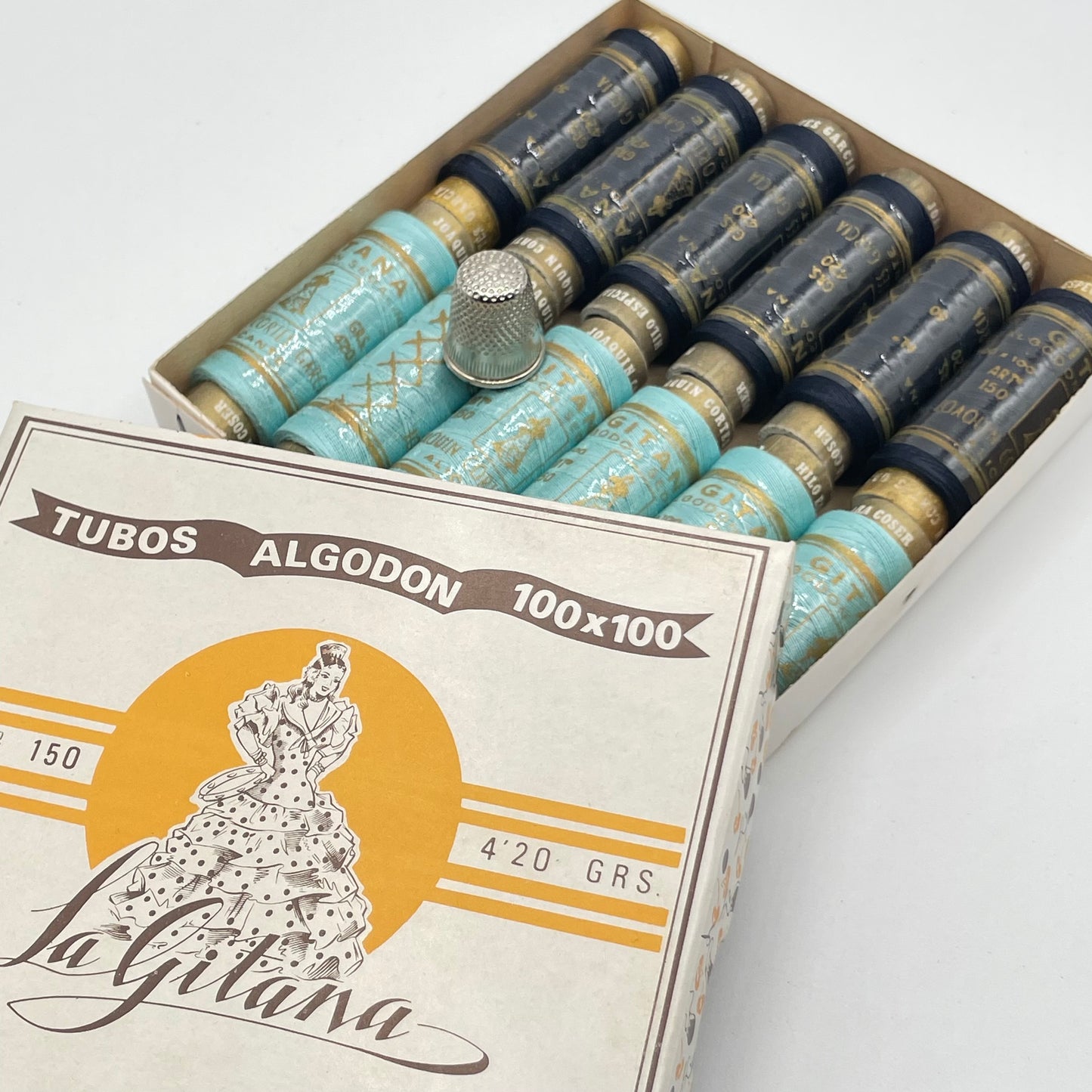 Caja de hilos "La Gitana" bicolor Algodón 100% - Diferentes colores