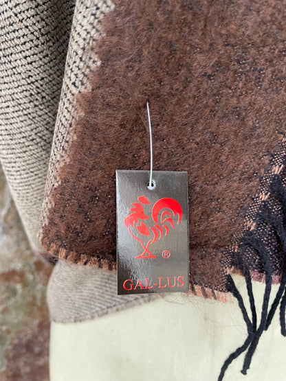 Chal vintage con fleco en tonos marrones GAL-LUS