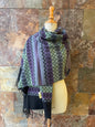 Chal vintage en color negro, gris, morado y verde