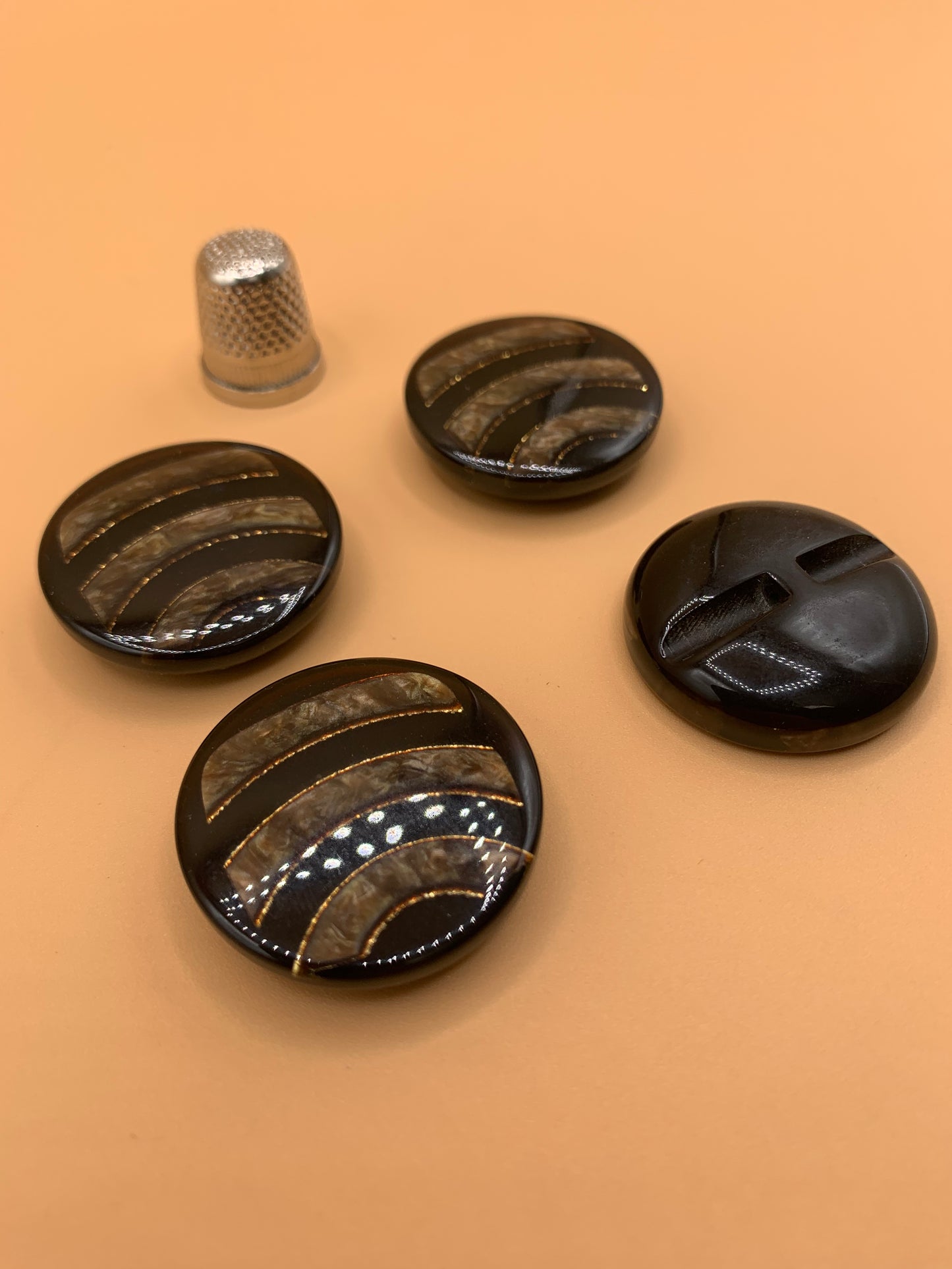 Copia de Pack 4 botones vintage de pasta color negro