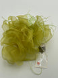 Flor de tela color amarillo mostaza y verde lima Zorquesa