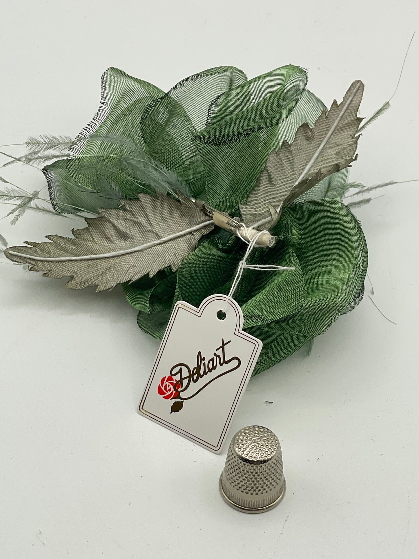 Flor de tela color verde kaki Deliart