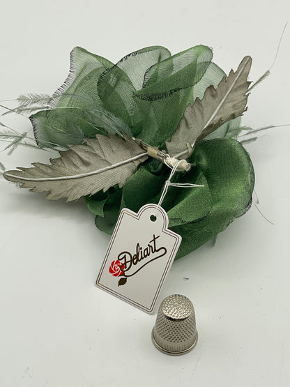 Flor de tela color verde kaki Deliart