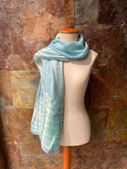 Foulard vintage años 70 color azul aguamarina DONATZELLI