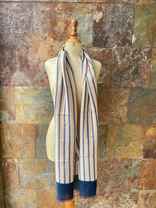 Foulard vintage años 70 color azul y beige