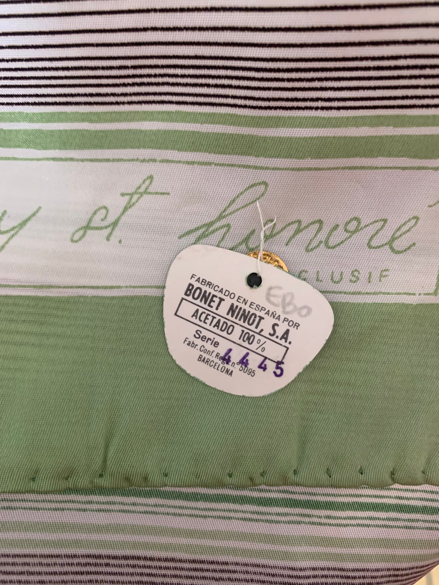 Foulard vintage años 70 color verde, blanco y negro