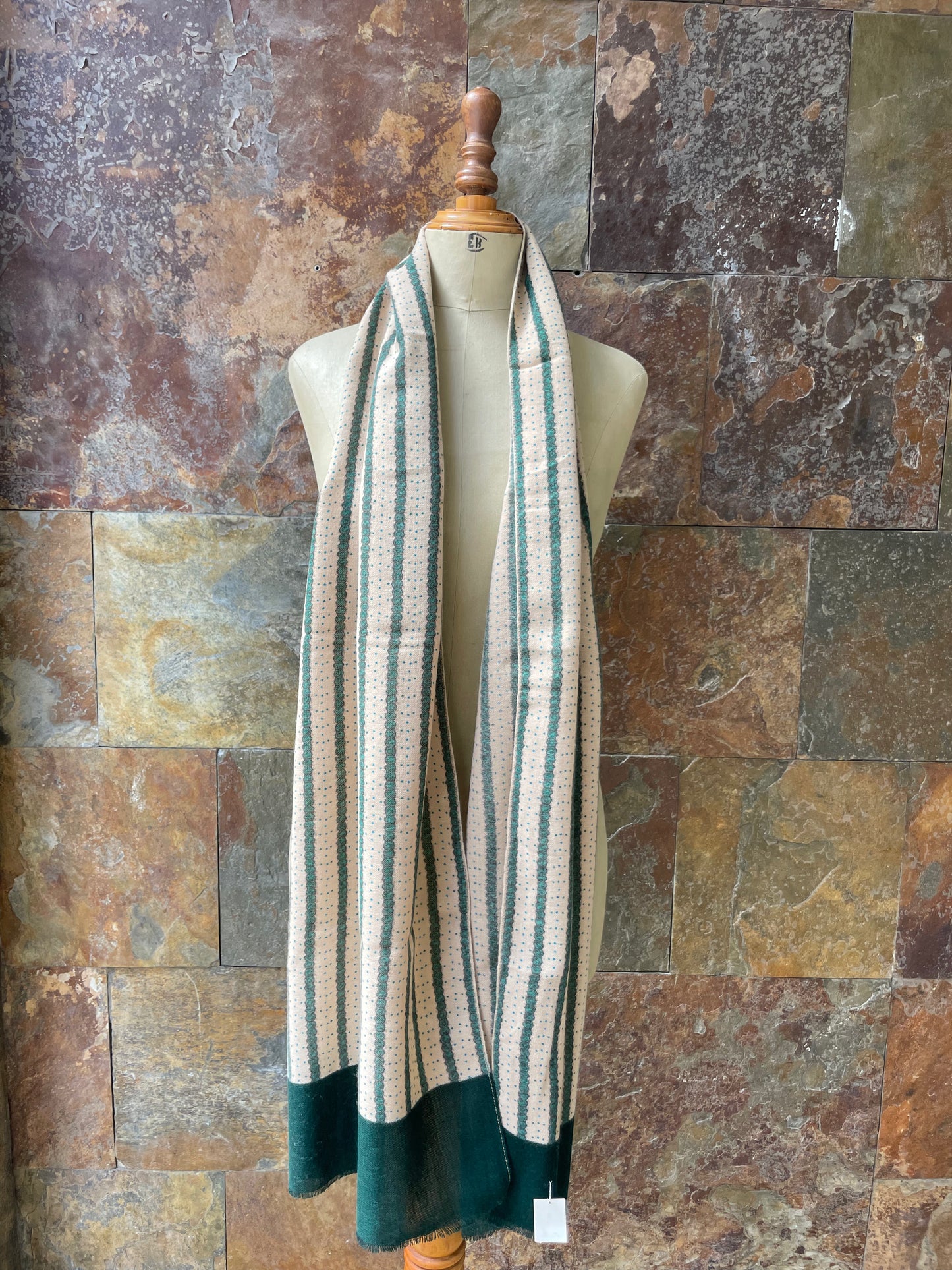 Foulard vintage años 70 color verde y beige