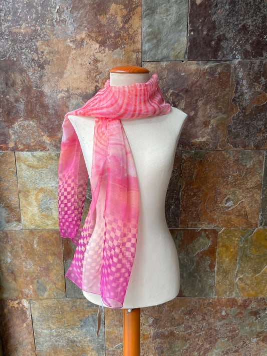 Foulard vintage años 70 colores rosa y fucsia DONATZELLI