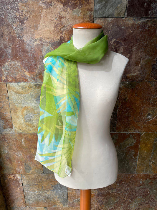 Foulard vintage años 70 colores verde, azul y amarillo