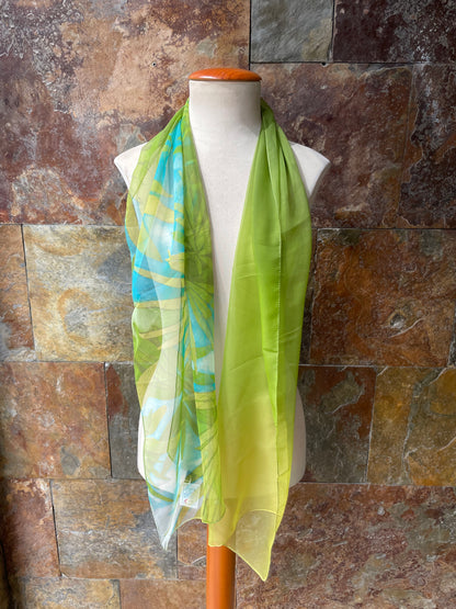 Foulard vintage años 70 colores verde, azul y amarillo