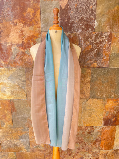 Foulard vintage italiano años 70 con degradado de color de azul a marrón