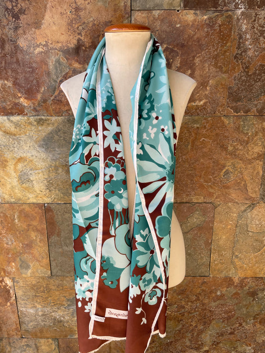 Foulard vintage tonos marron, celeste y verde SANTANGELO
