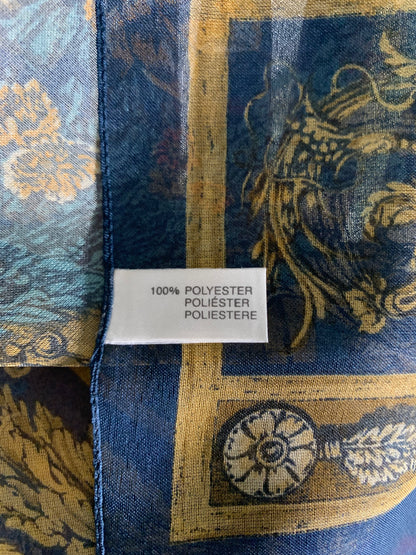 Foulard vintage italiano años 70 color azul, amarillo y ocre