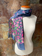 Foulard vintage italiano años 70 color azul con estampado de flores