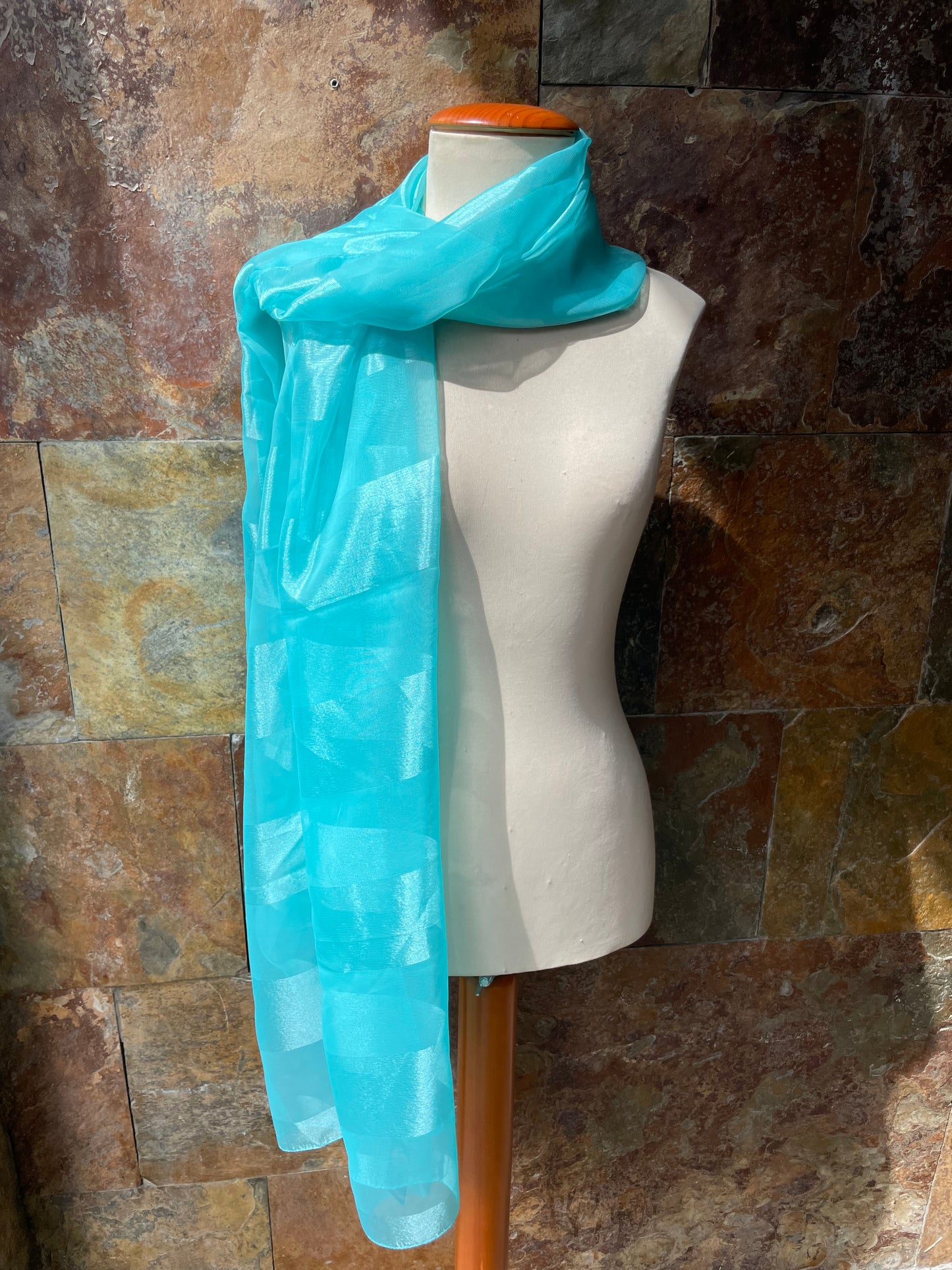 Foulard vintage italiano años 70 color celeste GAL-LUS