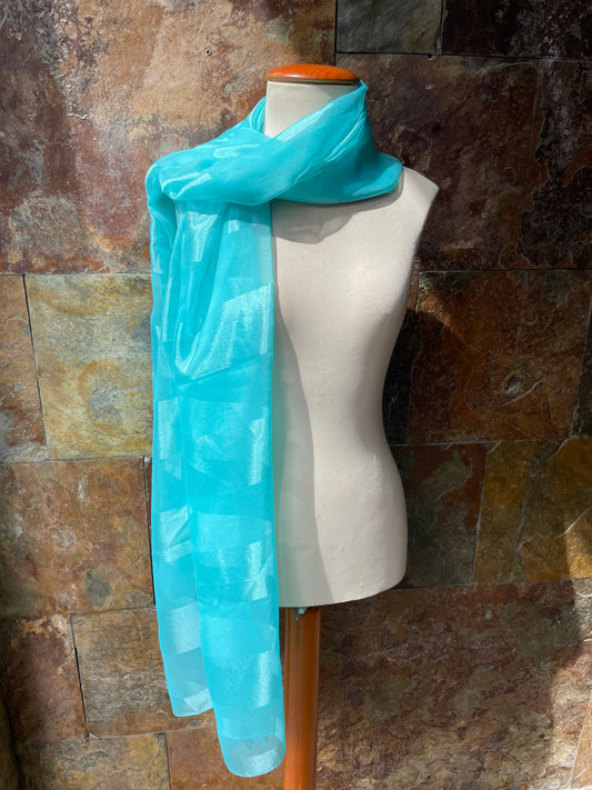 Foulard vintage italiano años 70 color celeste GAL-LUS