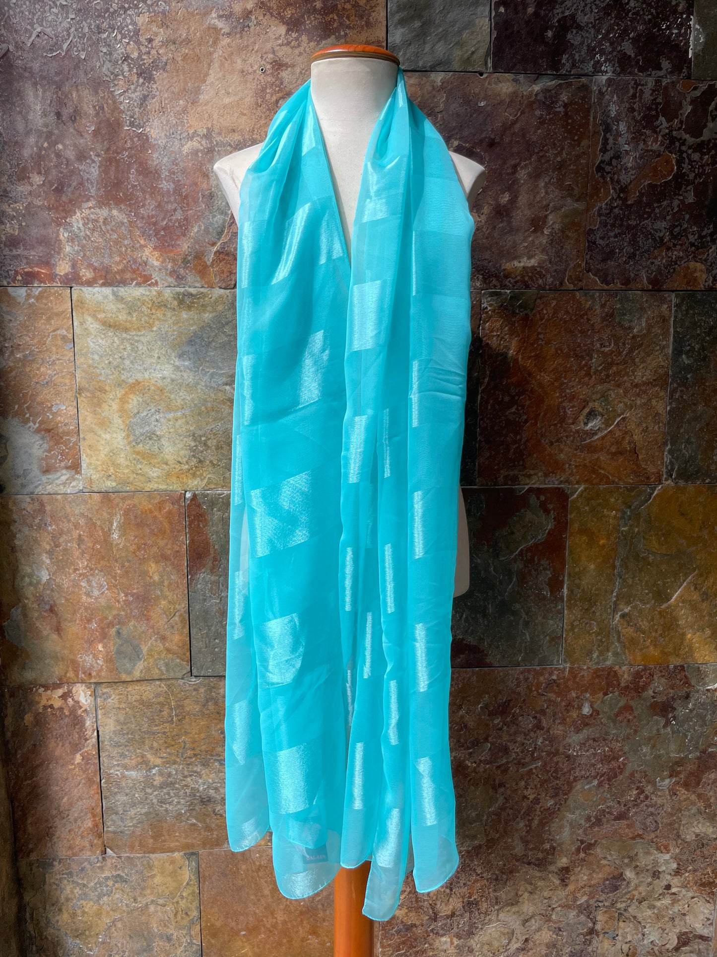 Foulard vintage italiano años 70 color celeste GAL-LUS
