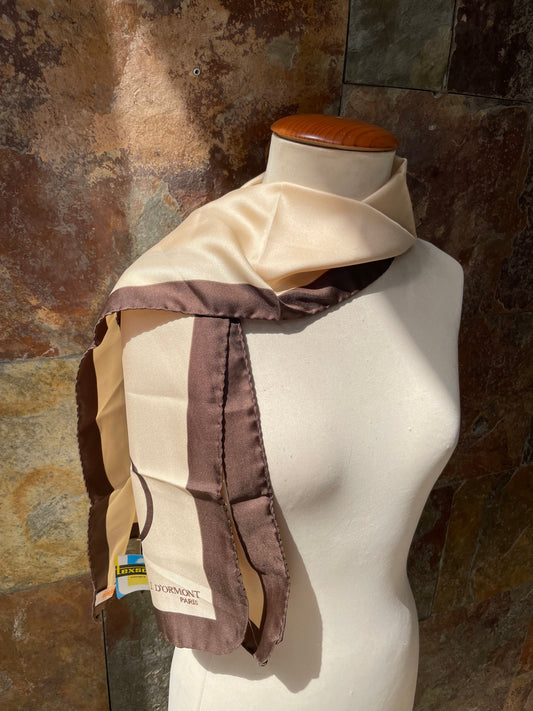 Foulard vintage italiano años 70 color marrón y camel J. D'ORMONT